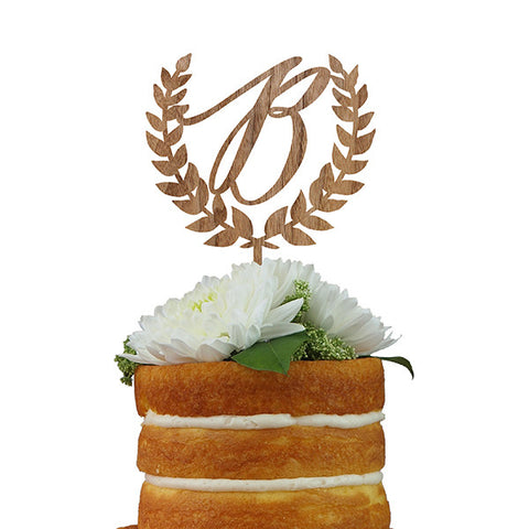 Custom Cake Topper- Laurel Leaf Monogram