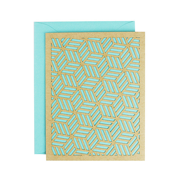 Aquamarine Geometric Laser Cut Card