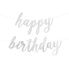 Happy Birthday Script Glitter Banner