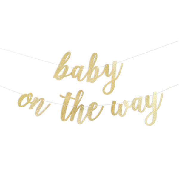 Baby On The Way Script Glitter Banner