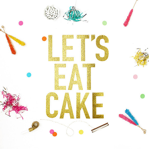 Let's Eat Cake Glitter Banner