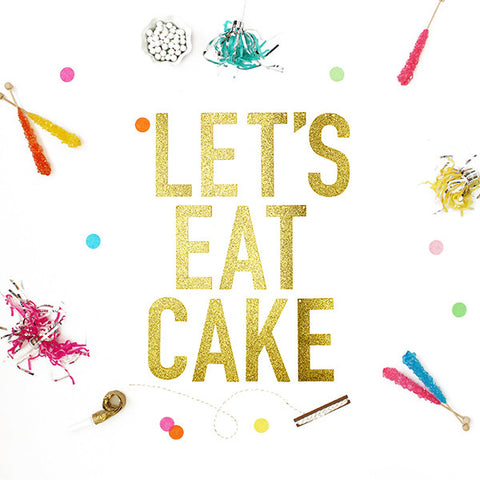 Let's Eat Cake Glitter Banner