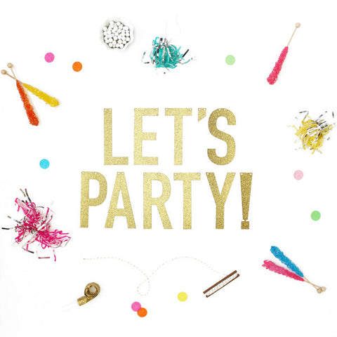 LET'S PARTY Glitter Banner
