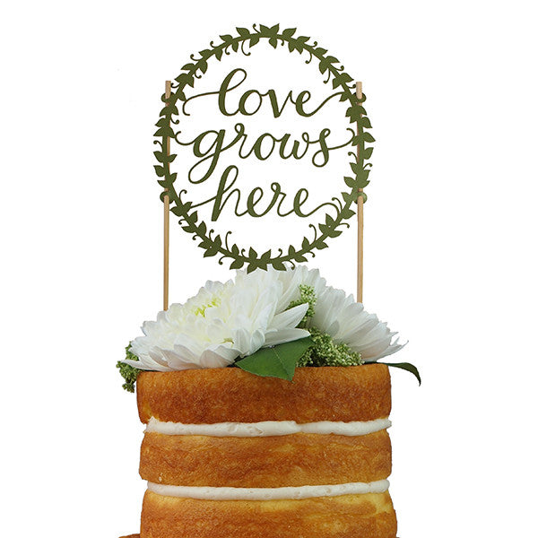 Love Grows Here Paper Cake Topper