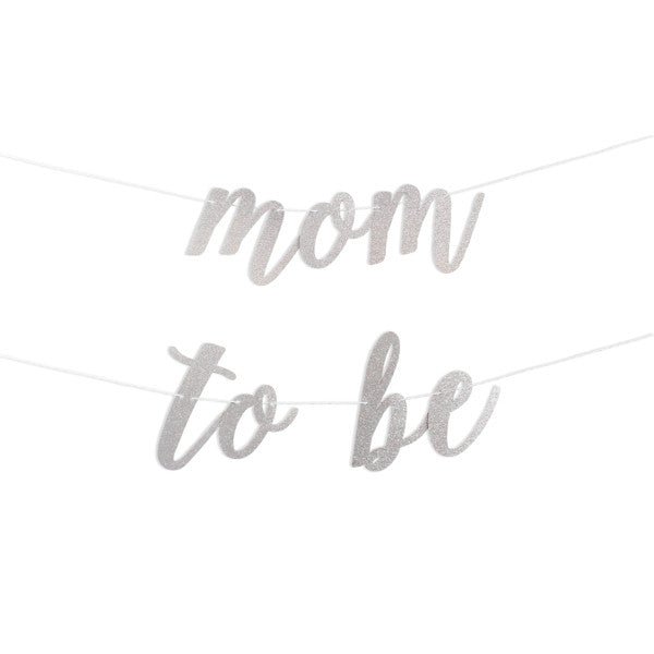 Mom To Be Script Glitter Banner