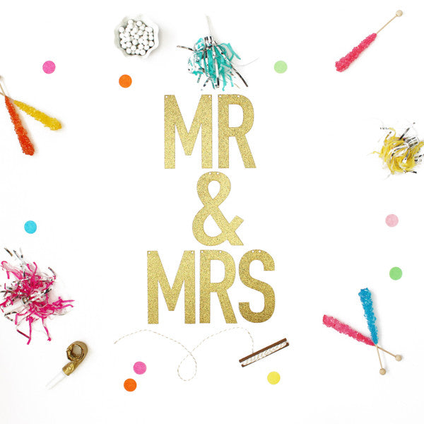MR & MRS Glitter Banner