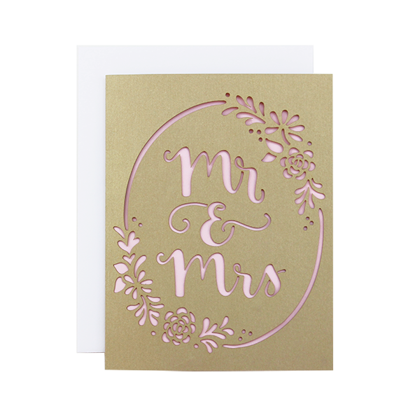 Mr & Mrs Wreath Laser Cut Card