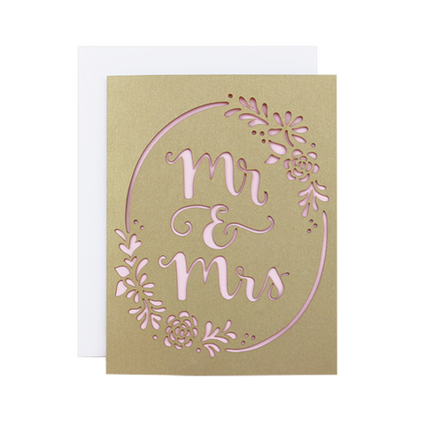 Mr & Mrs Wreath Laser Cut Card