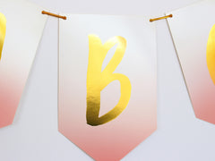 Gold Foil Pink Ombre Custom Letter Banner