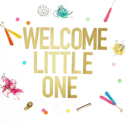 WELCOME LITTLE ONE Glitter Banner