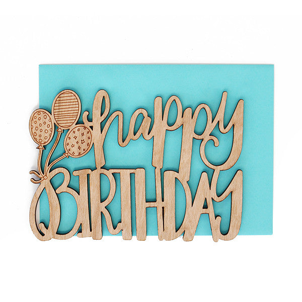 Birthday Balloons Thick Wood Card